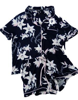 Jones New York Women's 2 pc Short Sleeve & Shorts Soft Floral Print Size Large